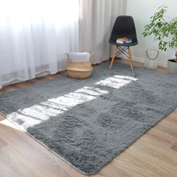 Shaggy tæppe, stue tæppe, lang luv, 200 x 300 cm - tæpper til stuer, fluffy, shaggy, soveværelser, sengekanttæpper, udendørs tæppe, grå