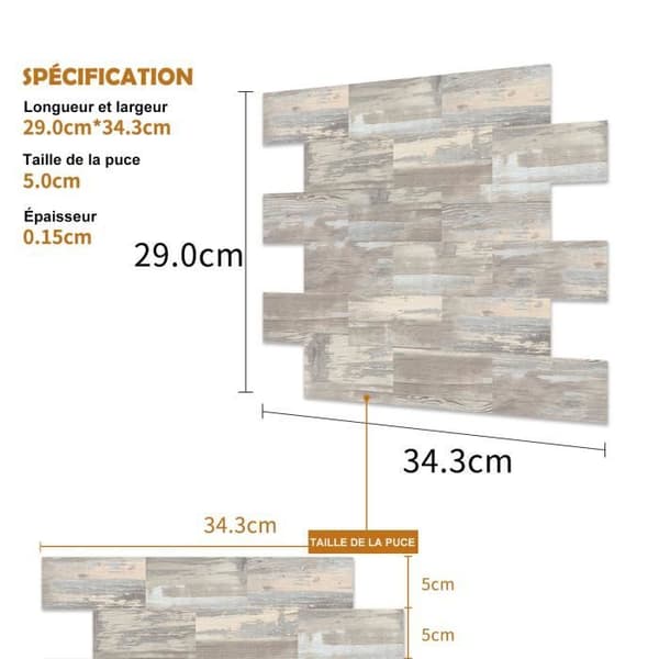 Väggklistermärke - LZQ - Paket om 10 - Tegellim - PVC/EVA - 29x34,3 cm - Vattentålig