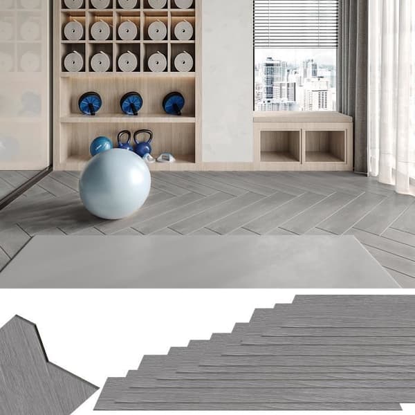XMTECH självhäftande PVC-golv 2,5 m² Halkfritt vinylgolv (grå, 18 delar)