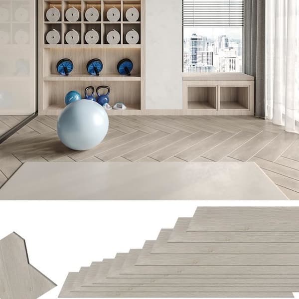 XMTECH självhäftande PVC-golv 5 m² Halkfritt vinylgolv (Smoke Grey, 36 delar)