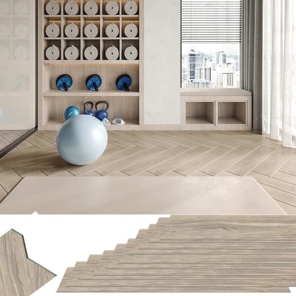 XMTECH självhäftande PVC-golv 5 m² Halkfritt vinylgolv (ljusgrå, 36 delar)