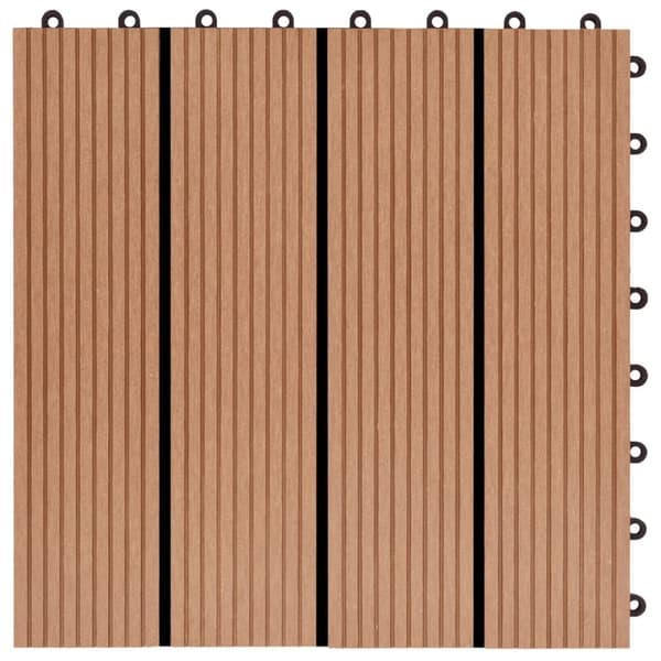terrassefliser 22 stk. 30 x 30 cm 2 m2 WPC teakfarve