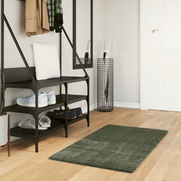 Mjuk matta HUARTE med kort lugg tvättbar skogsgrön 60x110 cm