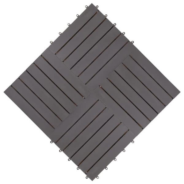 Terassilaatat 10 kpl harmaa laveeraus 30x30 cm täysi akaasiapuu