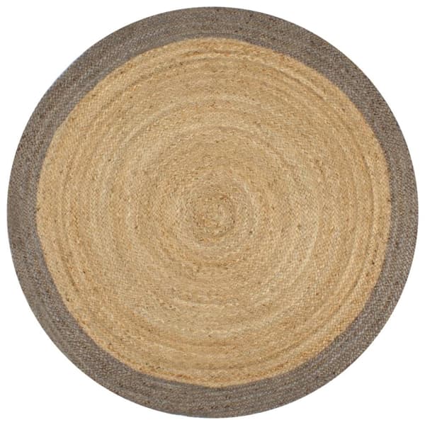 Handgjord jutematta med grå kant 120 cm