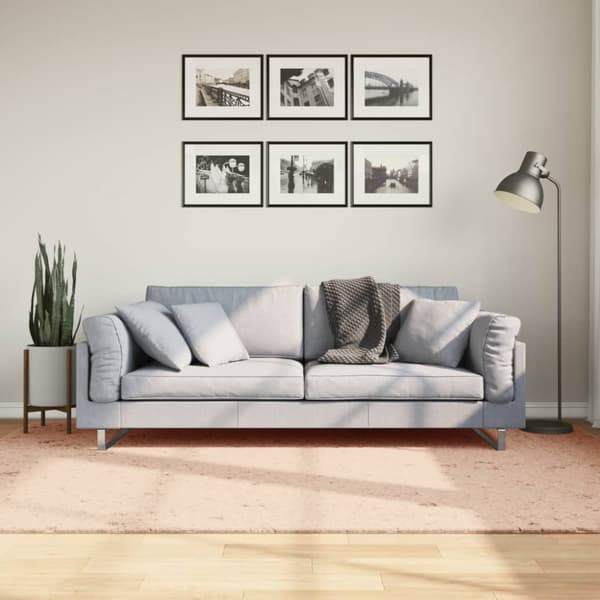 gulvtæppe HUARTE 160x230 cm kort luv og vaskbart rosa