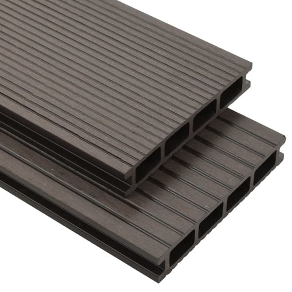 WPC-terassilaudat, ontto, 30 m², 2,2 m, tummanruskea