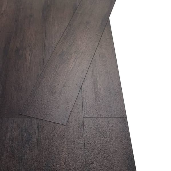Självhäftande PVC-golvplankor 5,02 m² 2 mm mörkbrun