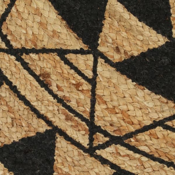 håndlavet tæppe med sort print jute 150 cm