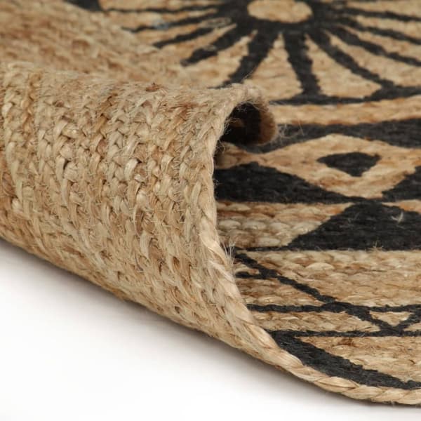 håndlavet tæppe med sort print jute 150 cm