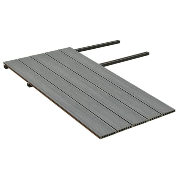 WPC-golvplattor med tillbehör brun och grå 10 m² 2,2 m