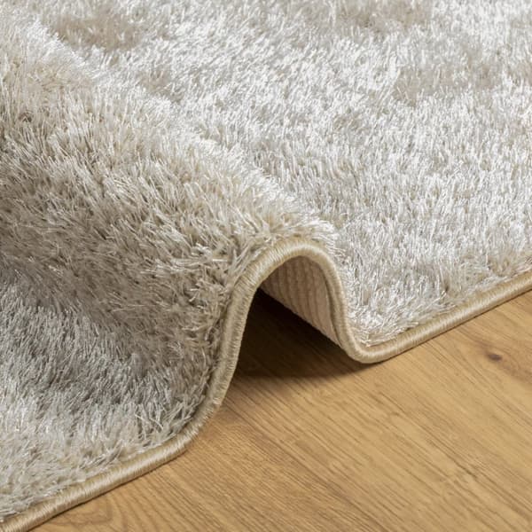 gulvtæppe ISTAN 160x230 cm lang luv skinnende look beige