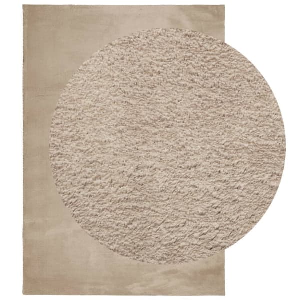 Mjuk matta HUARTE med kort lugg tvättbar sandbeige 120x170 cm