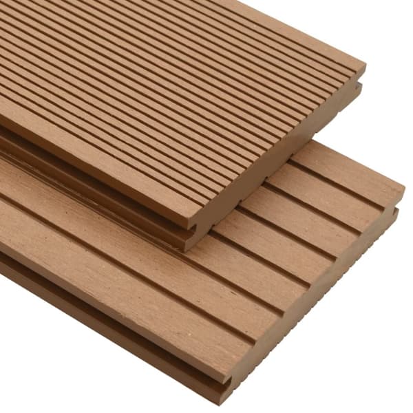 massive terrassebrædder med tilbehør WPC 30 m² 2,2 m teakfarve