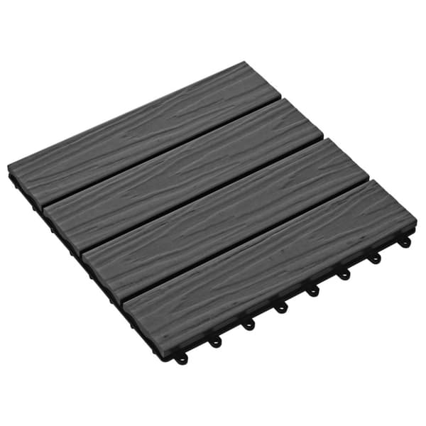 Lattialaatat 11 kpl puumuovikomposiitti 30x30 cm 1 m² musta