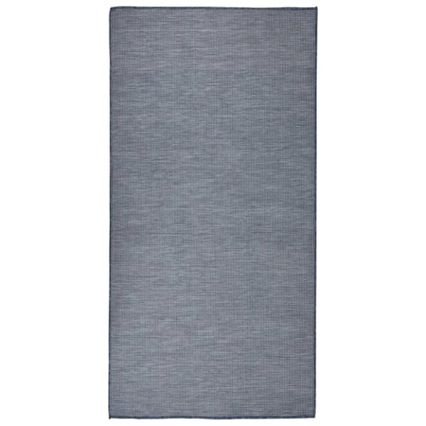fladvævet udendørstæppe 100x200 cm blå