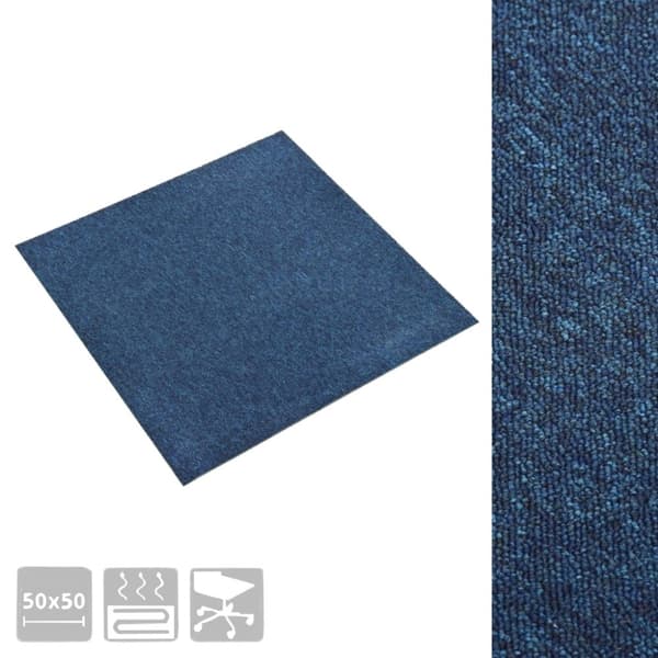 tæppefliser 20 stk. 5 m² 50x50 cm mørkeblå