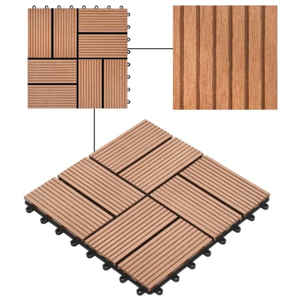 terrassefliser 22 stk. 30 x 30 cm 2 m2 WPC brun