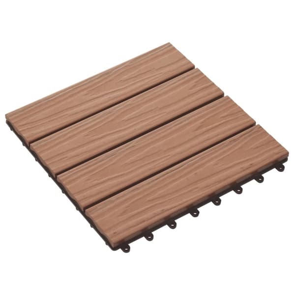 Lattialaatat 11 kpl WPC 30x30 cm 1 m² vaaleanruskea