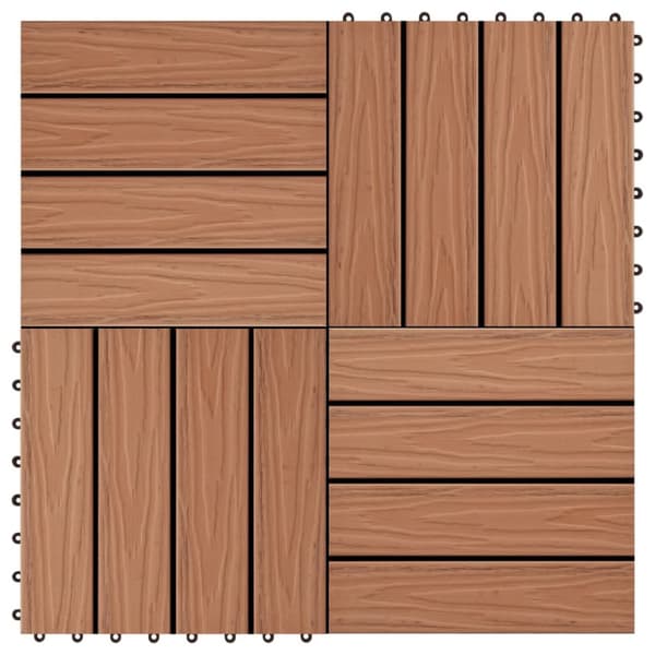 Trall 11 st djupt mönster WPC 30x30 cm 1 kvm ljusbrun