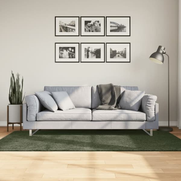 Mjuk matta HUARTE med kort lugg tvättbar skogsgrön 100x200 cm