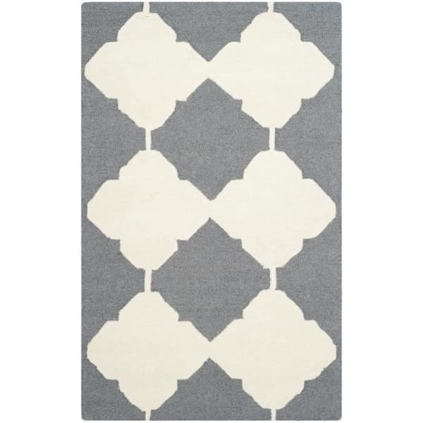 Naomi Contemporary Living Room Matta - 122 X 183 Cm - Dark Grey &amp; Ivory - Wolle - Inomhus - Safavieh