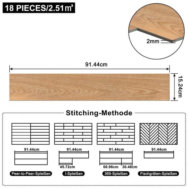 LZQ PVC-golv självhäftande vinylgolv med träeffekt, 72 delar 10,04m² självhäftande vinylplattor, Classic Oak