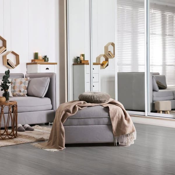 LZQ PVC-golv självhäftande vinylgolv med träeffekt, 54 delar 7,53m² självhäftande vinylplattor, Grå ek