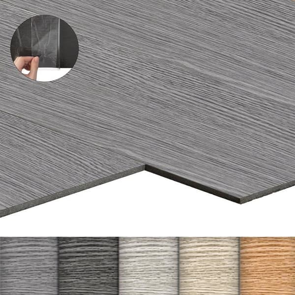 LZQ PVC-golv självhäftande vinylgolv med träeffekt, 54 delar 7,53m² självhäftande vinylplattor, Grå ek