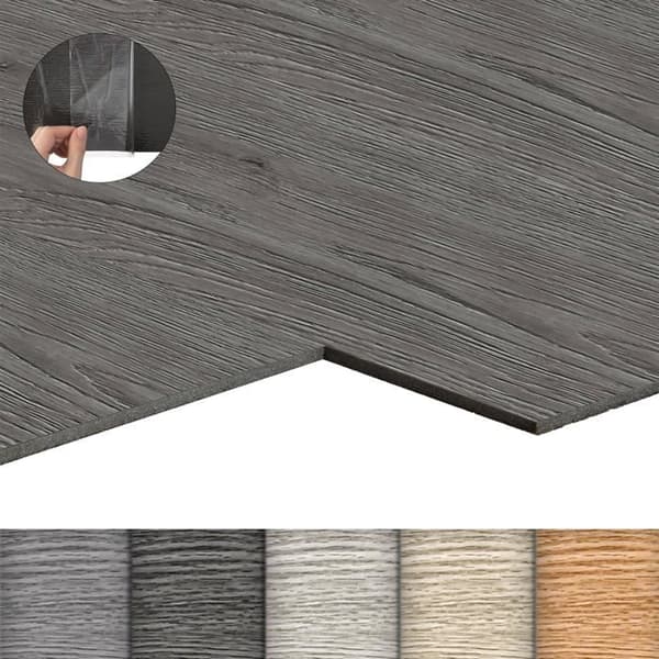 LZQ PVC-golv självhäftande vinylgolv med träeffekt, 72 delar 10,04m² självhäftande vinylplattor, mörkgrå ek
