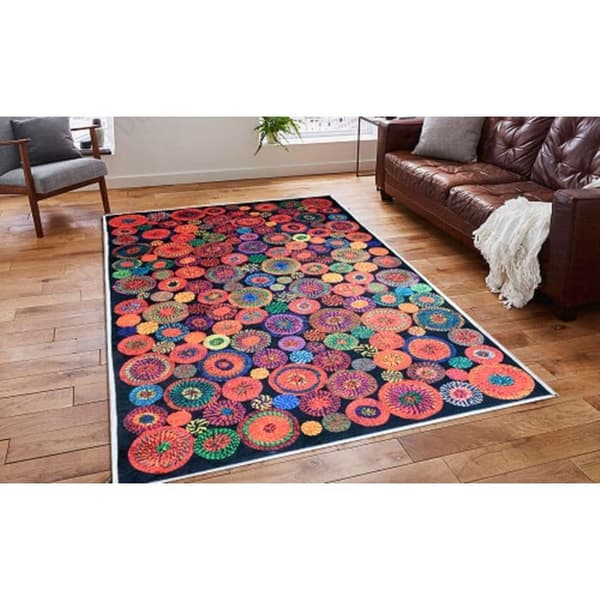 Matta - MANI TEXTILE - GLAD - Svart - 160x230 - Halkskydd och maskintvättbar