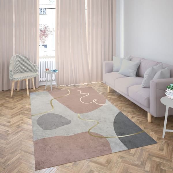 Tapis - ENKEL - 120x180 - Rosa - Tjocklek 6mm - Bakside latex - Polyester