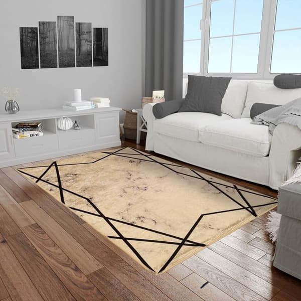 Matta - MANI TEXTILE - Svart - 160x230 cm - Syntetisk - Halkskyddande