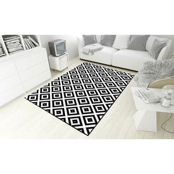 Matta - MANI TEXTILE - Rutor - 160x230cm - Tvättbar - Halkfri