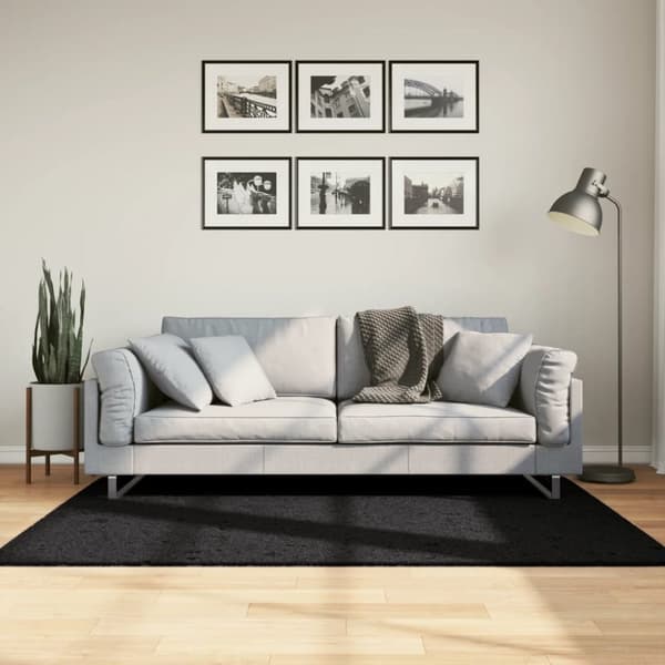 shaggy gulvtæppe PAMPLONA 120x170 cm høj luv sort