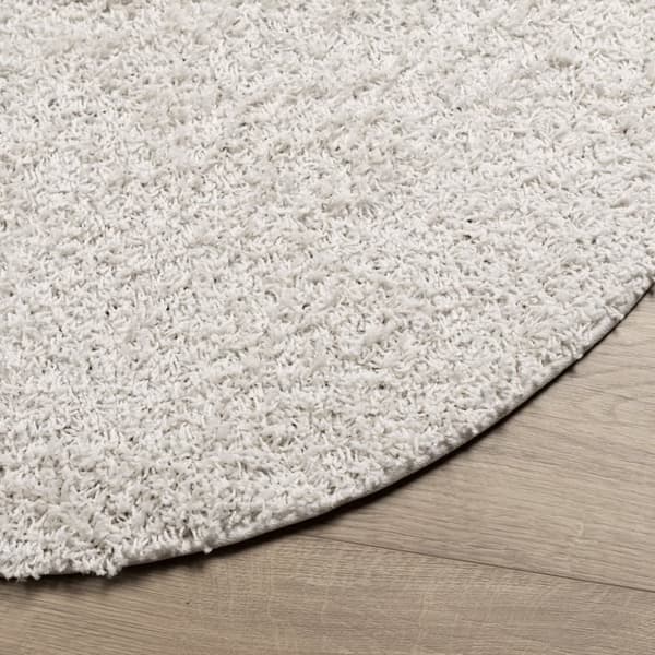 Ryamatta PAMPLONA lång lugg modern gräddvit Ø 120 cm
