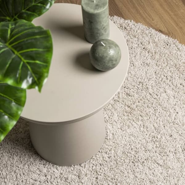 Ryamatta PAMPLONA lång lugg modern gräddvit Ø 120 cm