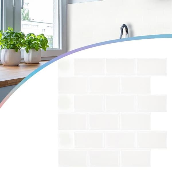 YUENFONG 3D kökskakelklistermärke 30x30 cm självhäftande kakelklistermärken i badrummet ljus vit