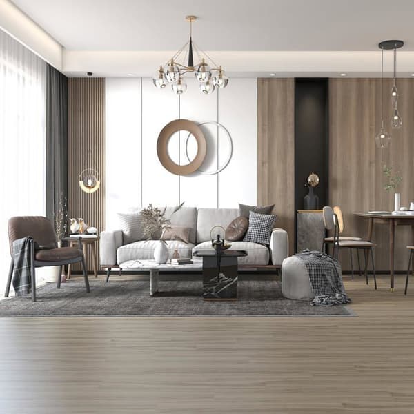 LZQ PVC-golv självhäftande vinylgolv med träeffekt, 54 delar 7,53m² självhäftande vinylplattor, tvättad ek