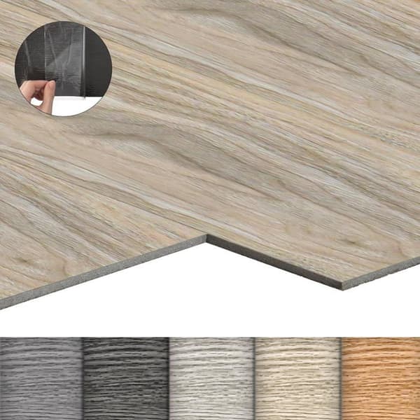 LZQ PVC-golv självhäftande vinylgolv med träeffekt, 54 delar 7,53m² självhäftande vinylplattor, tvättad ek