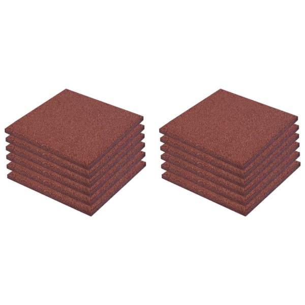 vidaXL Fallskyddsmattor 12 st gummi 50x50x3 cm röd -  Golvbeläggning