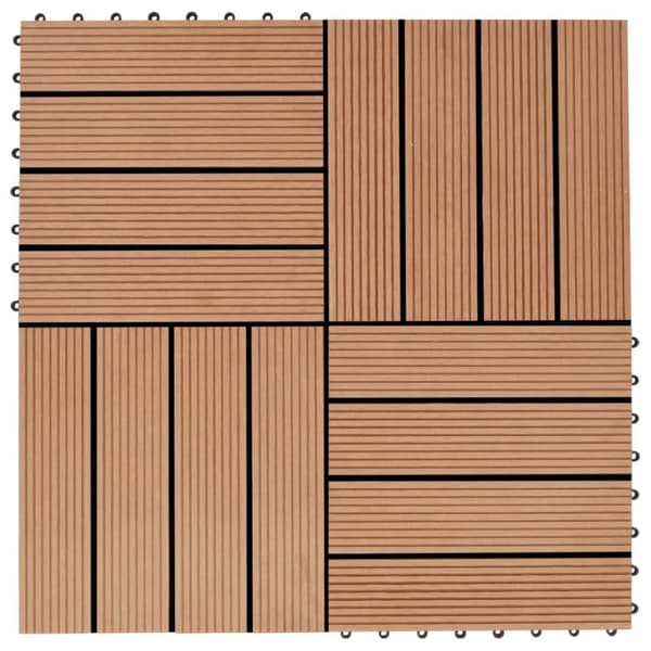 vidaXL Lattialaatat 11 kpl WPC 30x30 cm 1 m² tiikin värinen -  Lattiat & matot