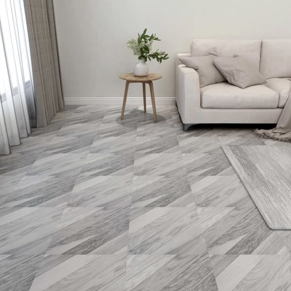 vidaXL Självhäftande golvplankor 55 st PVC 5,11 m² grå ränder -  Golvbeläggning