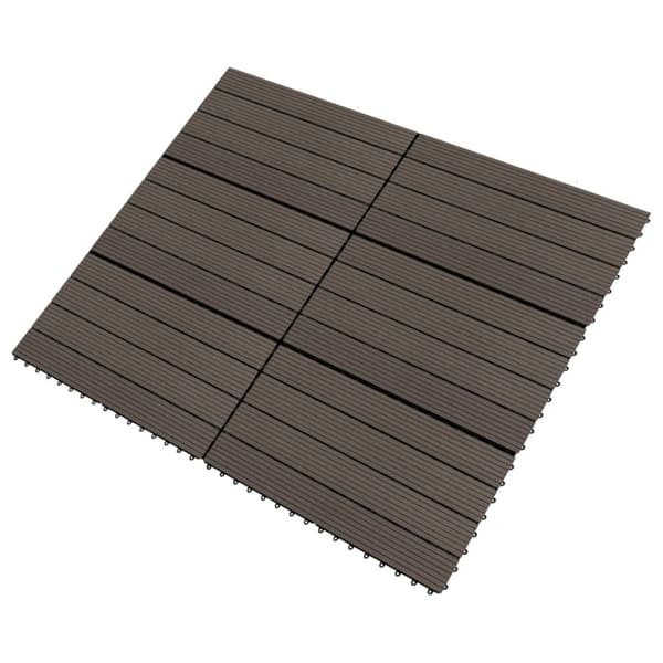 vidaXL Markplattor 6 st WPC 60x30 cm 1,08 m² mörkbrun -  Golvbeläggning