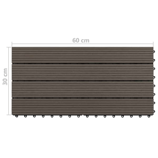 vidaXL Markplattor 6 st WPC 60x30 cm 1,08 m² mörkbrun -  Golvbeläggning