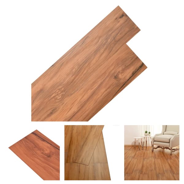 The Living Store Självhäftande PVC-golvplankor 5,02 m² 2 mm naturlig alm -  Golvbeläggning