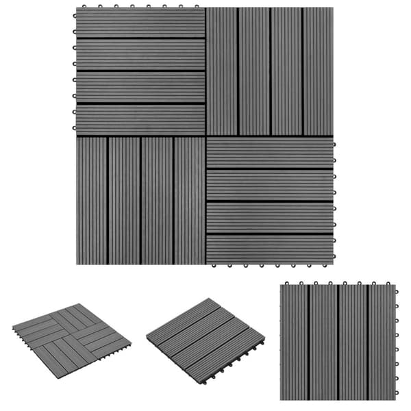 WPC Tiilet 30x30cm 11 kpl 1m2 Harmaa -  Lattiat & matot