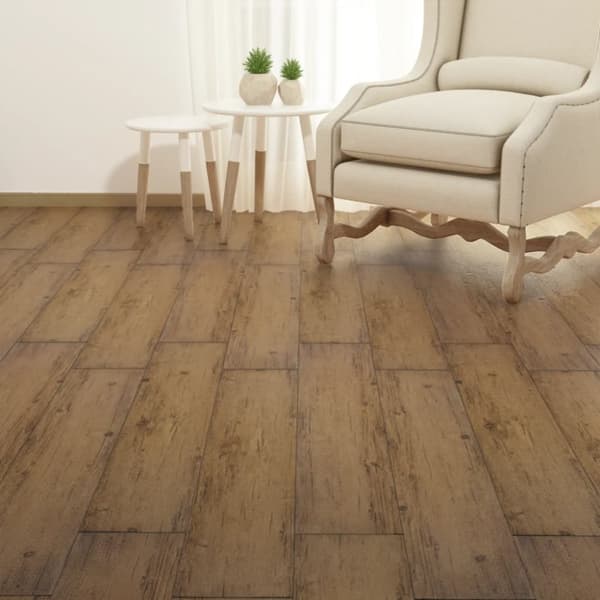 The Living Store Ej självhäftande PVC-golvplankor 5,26 m² 2 mm valnötsbrun -  Golvbeläggning