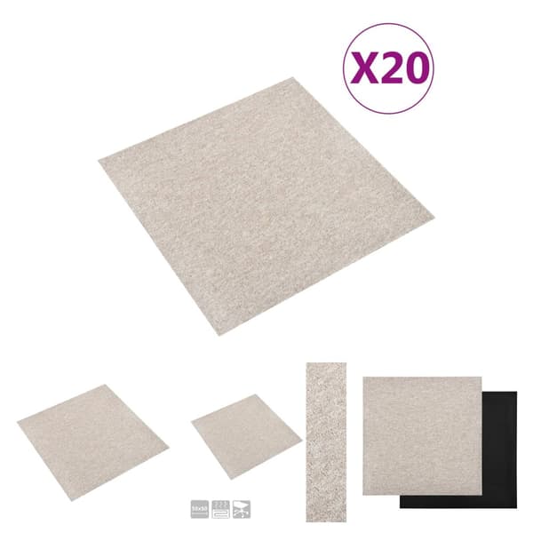 The Living Store Textilplattor 20 st 5 m² 50x50 cm ljusbeige - Golvbeläggning