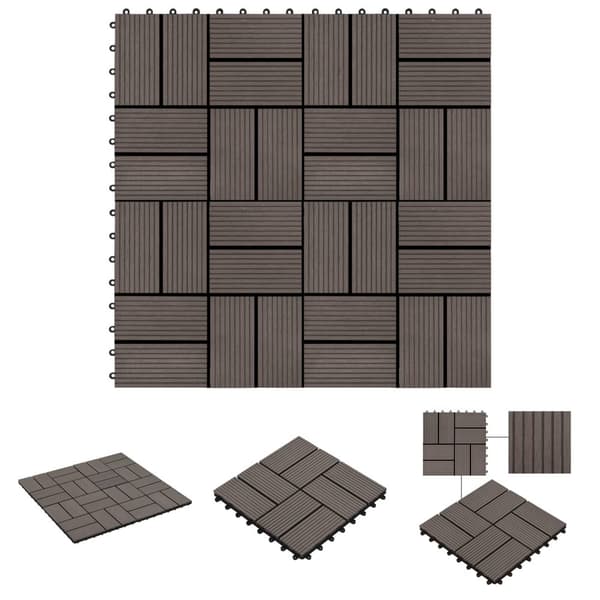 The Living Store Lattialaatat 11 kpl WPC 30x30 cm 1 m² tummanruskea -  Lattiat & matot
